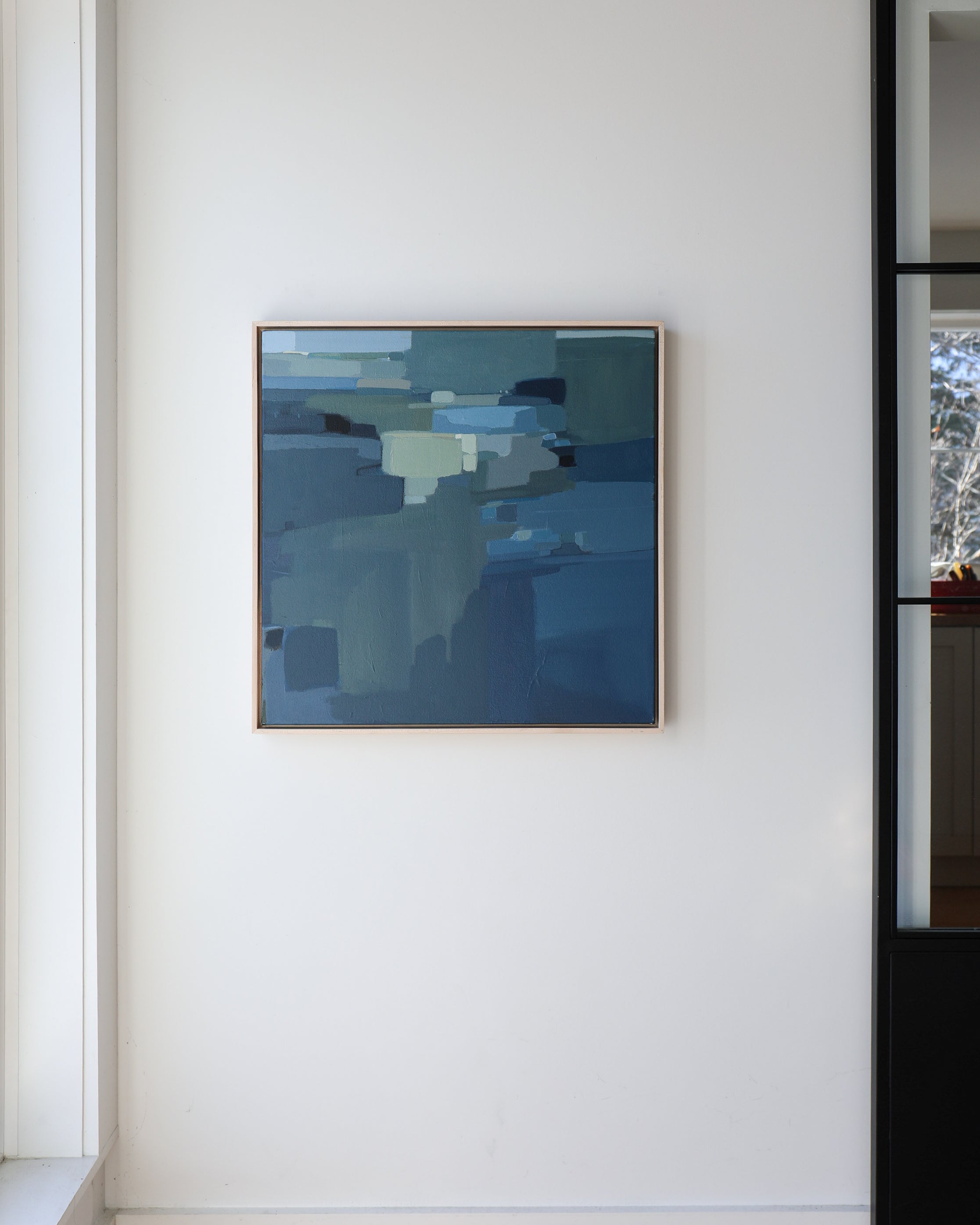 Exploration in Blue | 24x24 Original Abstract Acrylic Painting on Canvas (Framed)