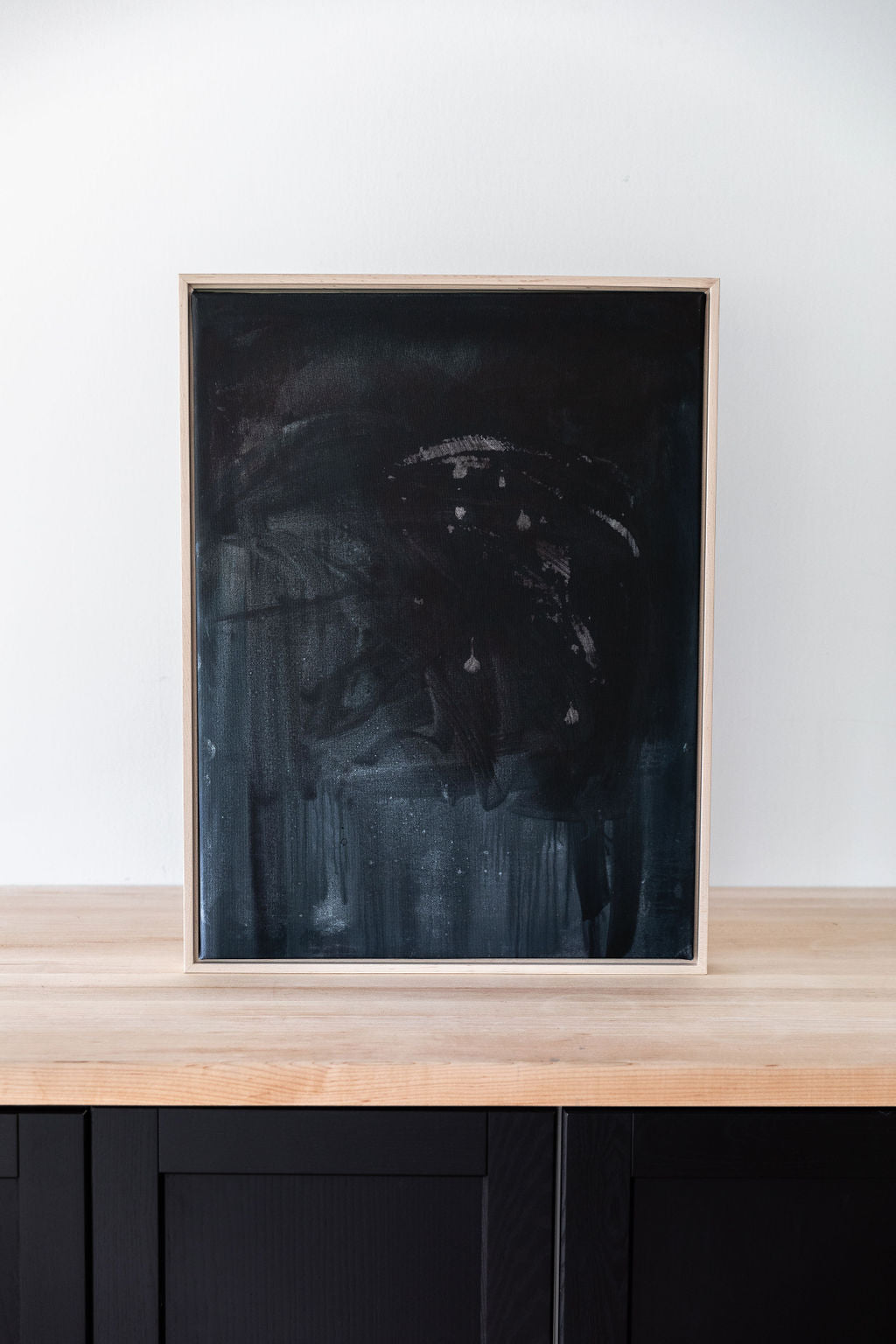 Blue Black Abstraction | Stretched Print on Canvas