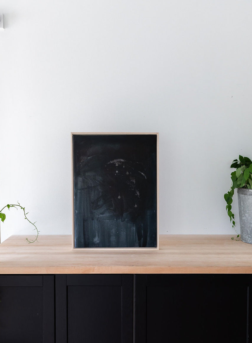 Blue Black Abstraction | Stretched Print on Canvas