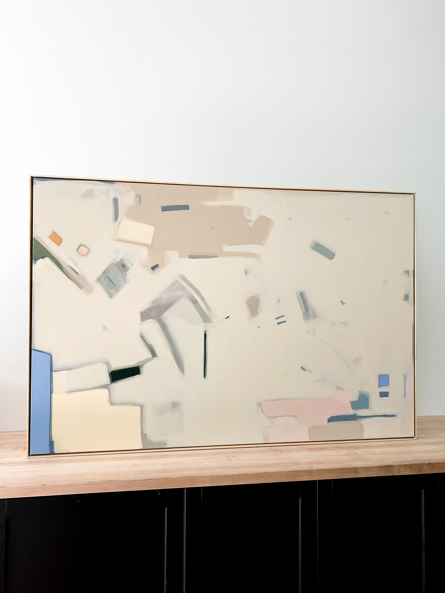 Abstract Natural, Blue, Rose + Yellow | 40x60 | Acrylic on Canvas Framed