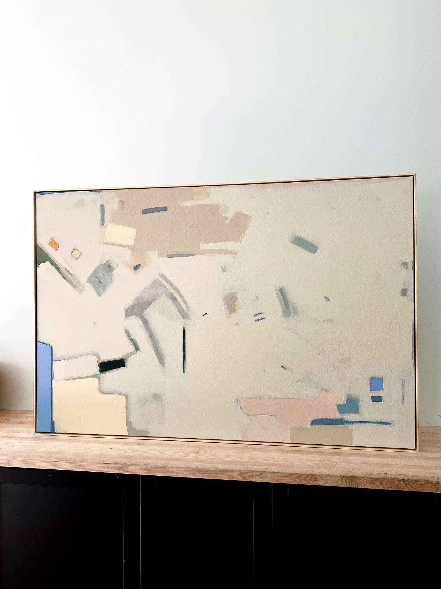 Abstract Natural, Blue, Rose + Yellow | 40x60 | Acrylic on Canvas Framed