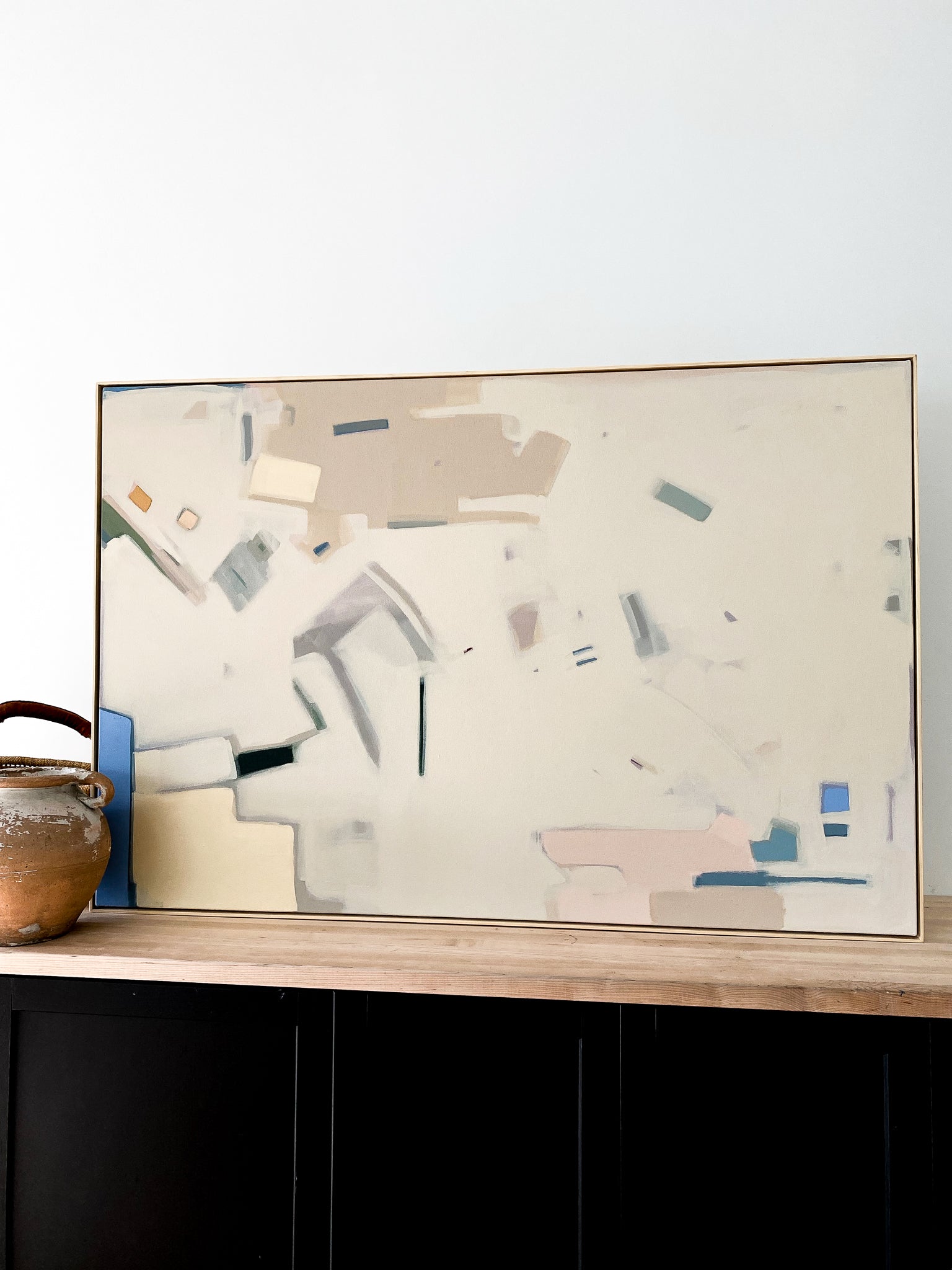 Abstract Natural, Blue, Rose + Yellow | 40x60 | Acrylic on Canvas Framed