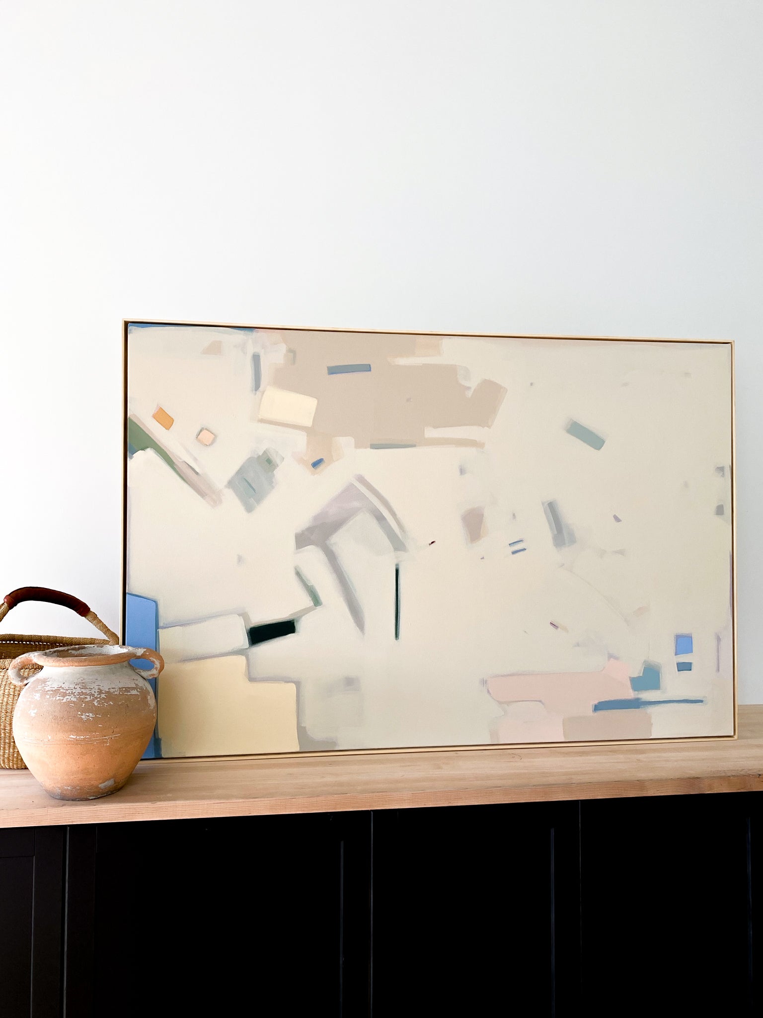 Abstract Natural, Blue, Rose + Yellow | 40x60 | Acrylic on Canvas Framed