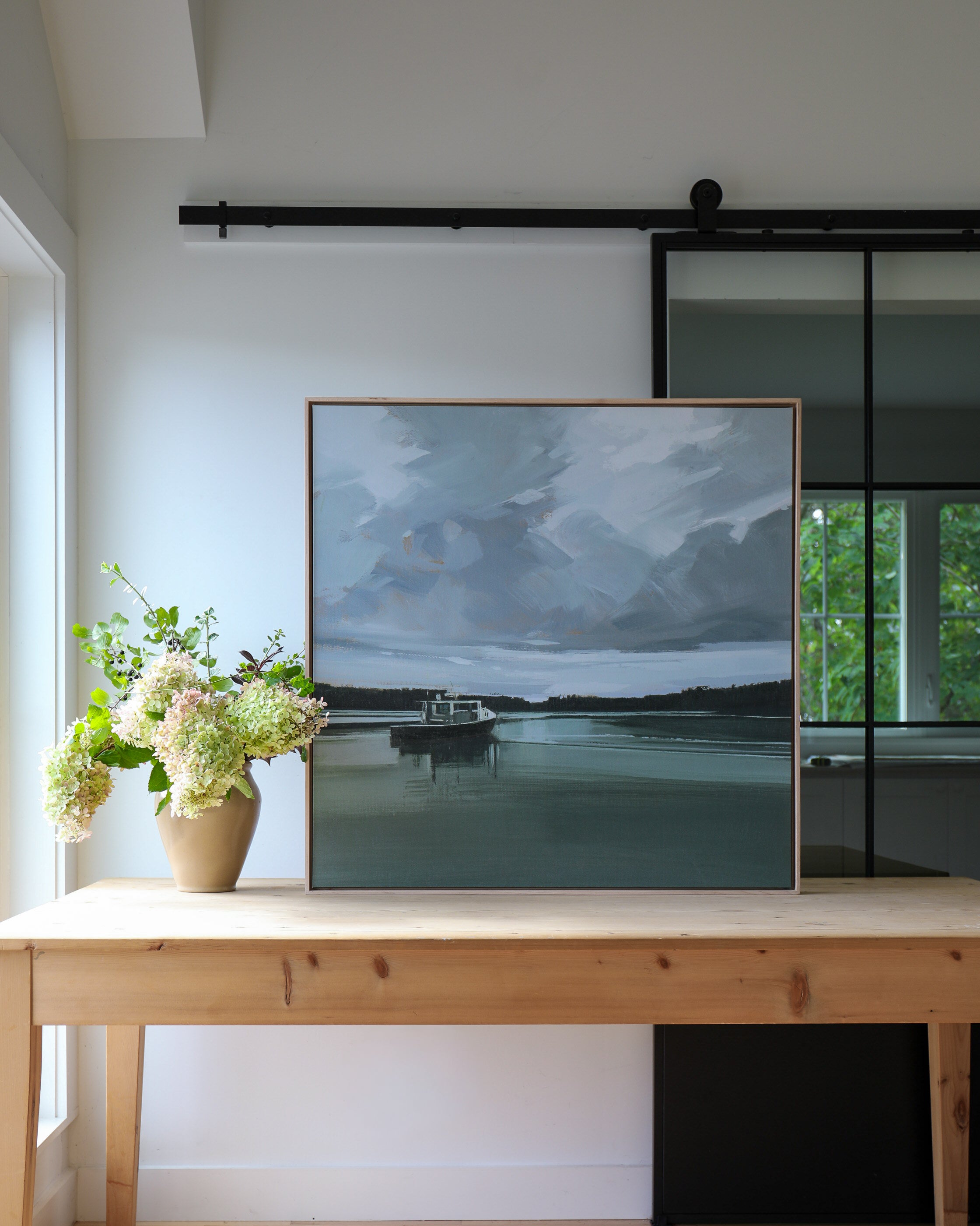 Southwest Harbor Foggy Fishing | Stretched Print on Canvas
