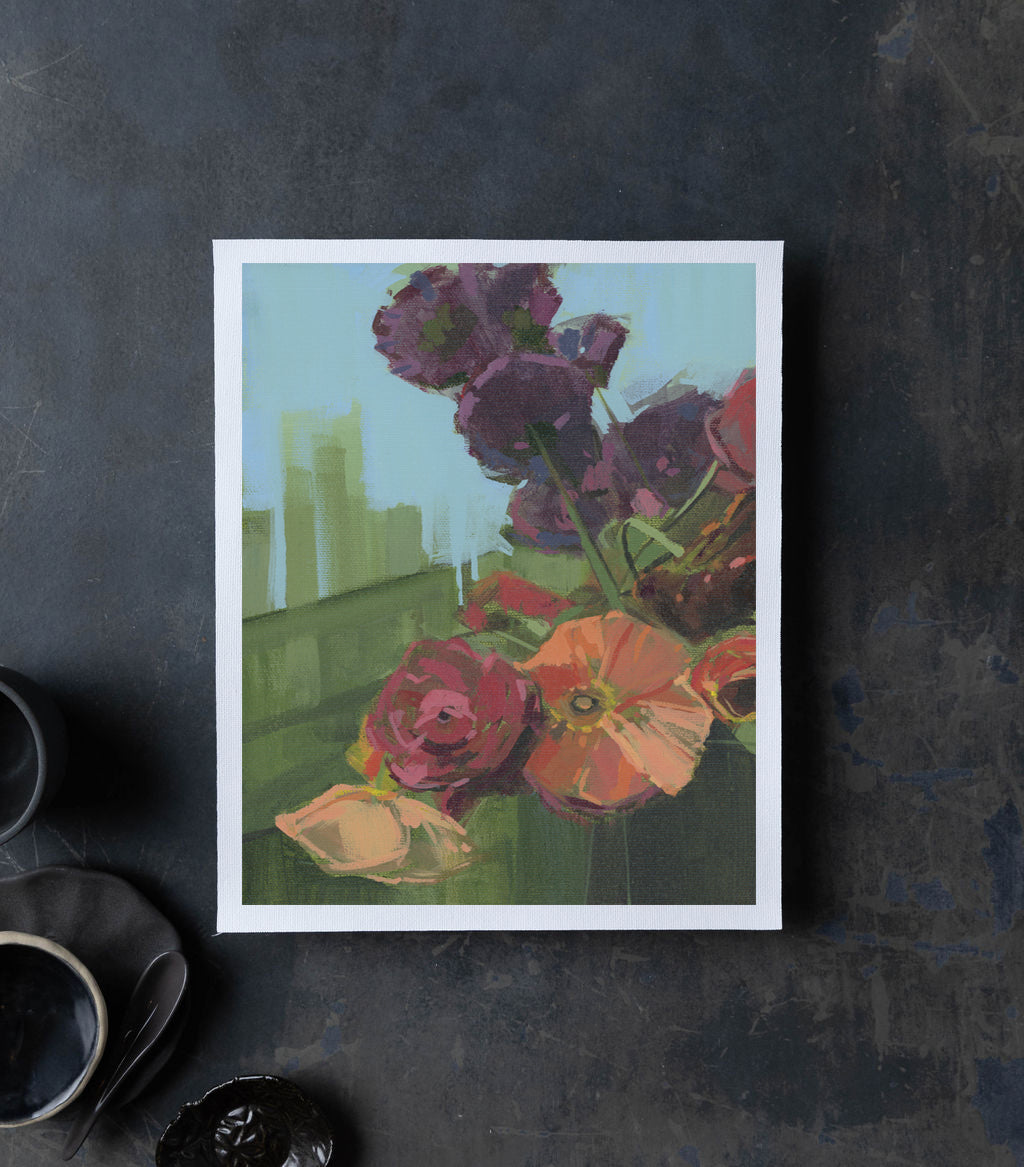 Poppy + Allium | Print on Canvas