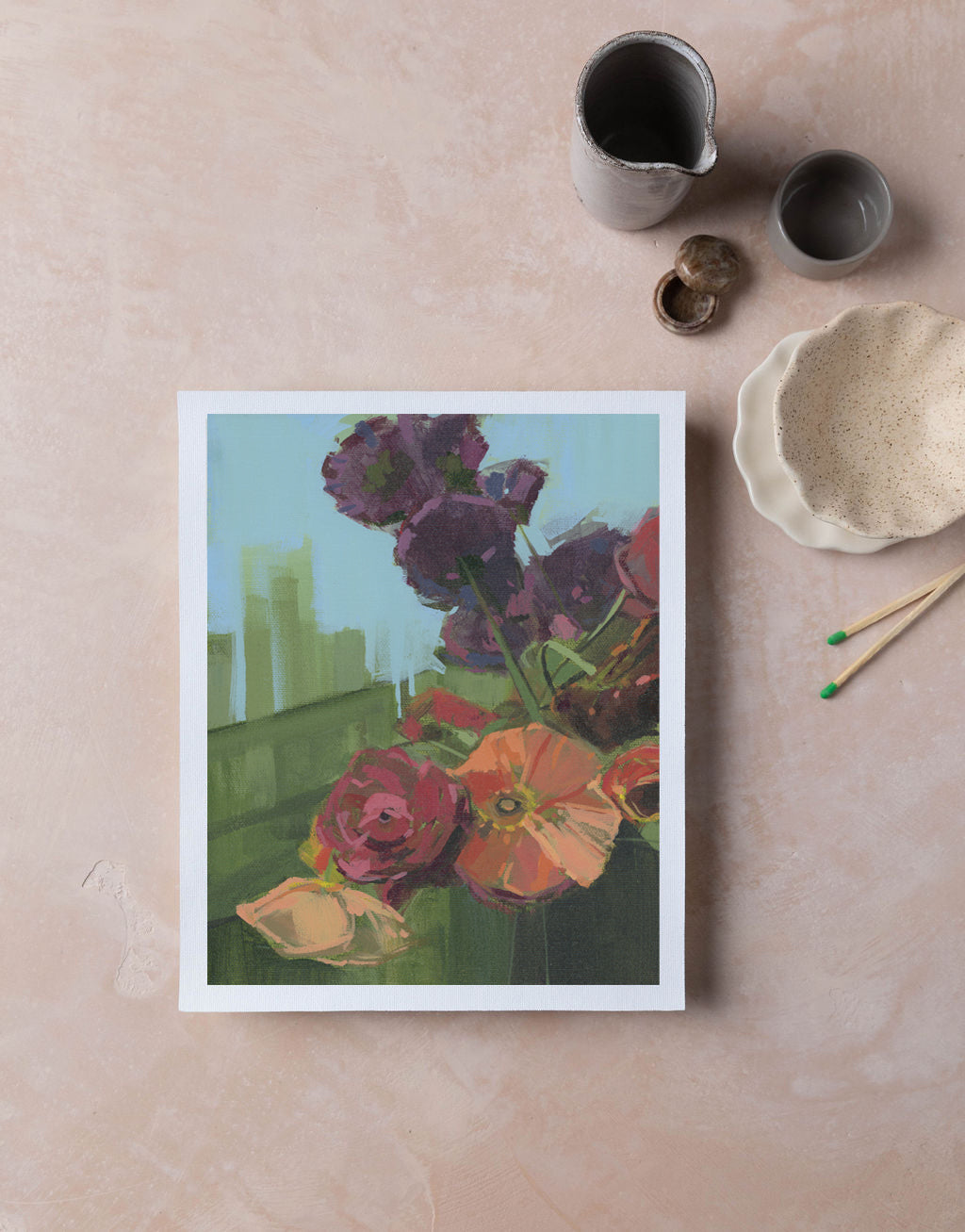 Poppy + Allium | Print on Canvas
