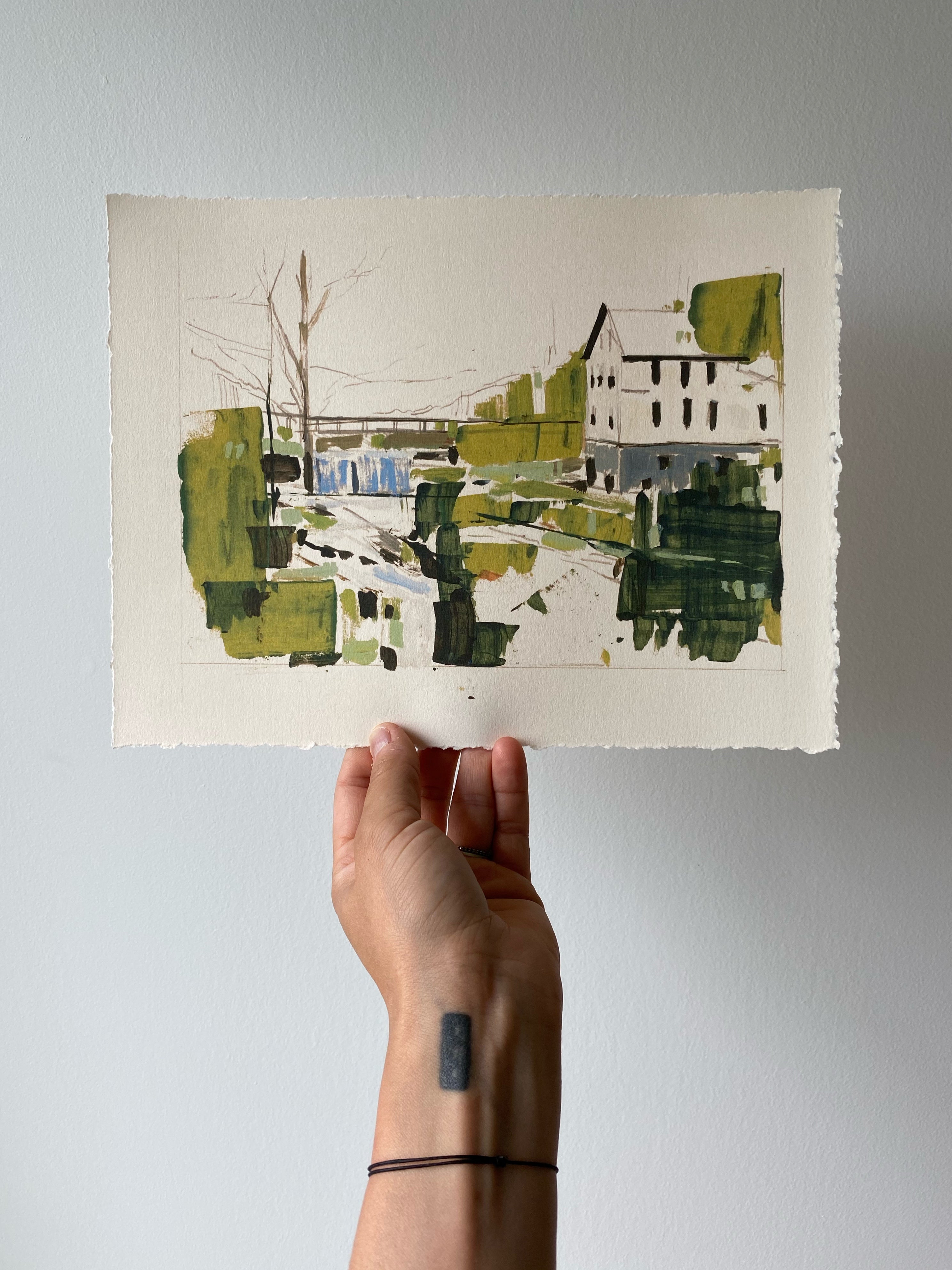 The Lost Kitchen Mill | Print Reproduction on Hand Torn Cream Paper